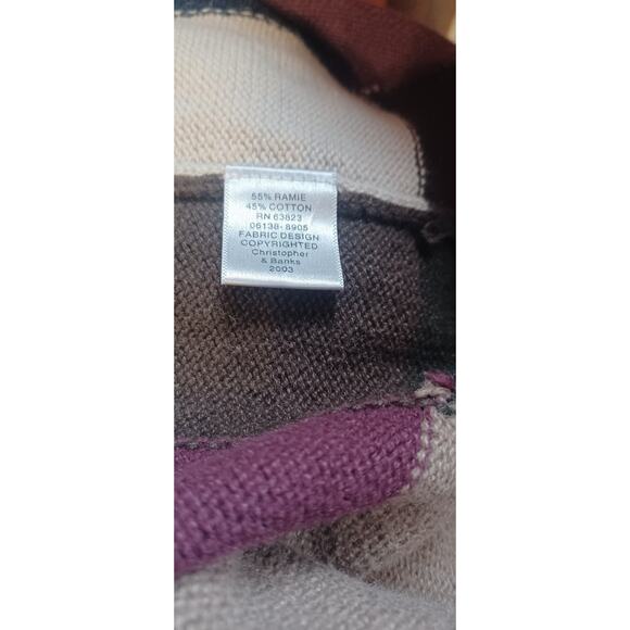 VTG Christopher & Banks Patchwork Cardigan Sweater Cottagecore Y2K 90s Sz Large - Picture 6 of 7